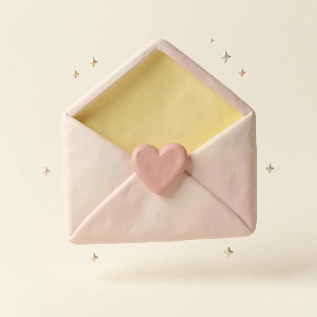 Sobre con un corazón rosa